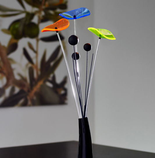 Bouquet de fleurs Lucille I orange lemon bleu